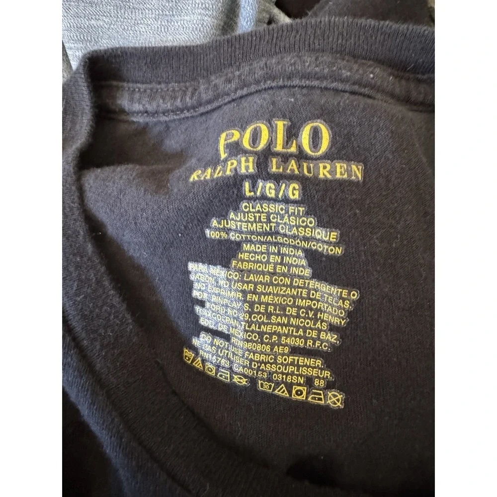 Polo Ralph Lauren Black Tee‎ L Classic Fit Red Pony Logo Preppy Streetwear